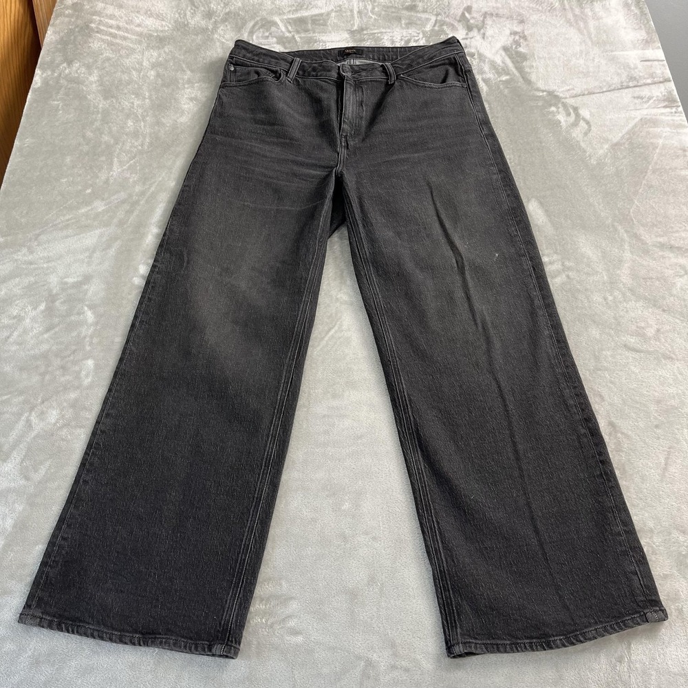 Quince Jeans Womens 32 Black Charcoal‎ Wash High Rise Wide Leg 32x30 Denim Pants